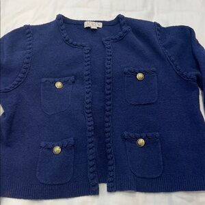 J. Crew Women's Navy Cardigan with Gold Accents